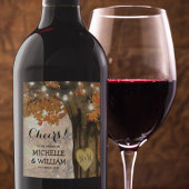 秋素朴秋の木の応援の結婚一覧 ワインラベル