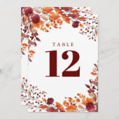 秋素朴秋の水の色フローラテーブル番号 招待状 (正面/裏面)