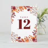 秋素朴秋の水の色フローラテーブル番号 招待状 (スタンド正面)
