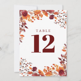 秋素朴秋の水の色フローラテーブル番号 招待状