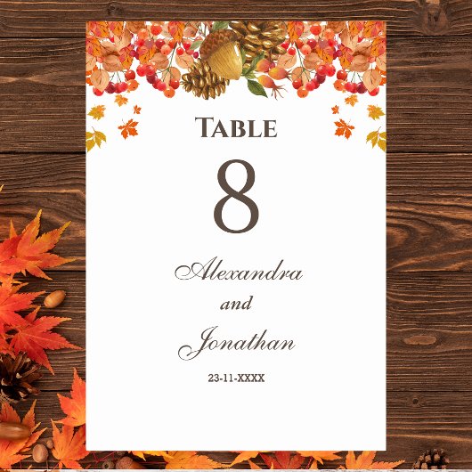 秋素朴秋の結婚式 テーブルナンバー