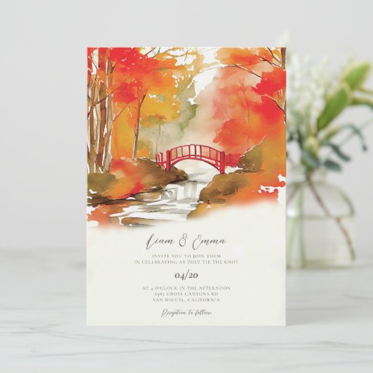 秋素朴秋の風景結婚式招待状 招待状 (スタンド正面)
