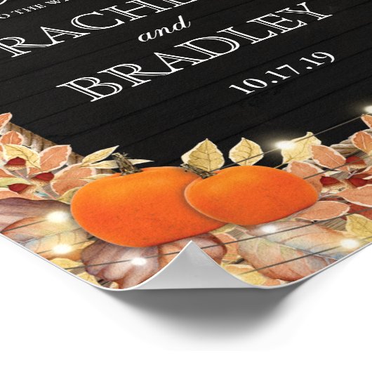 秋素朴秋カボチャライツウェルカム結婚ズ ポスター (角)