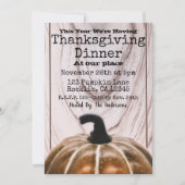 秋素朴秋カボチャ感謝祭ディナー 招待状 (正面)