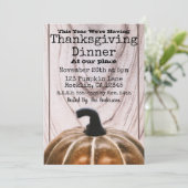 秋素朴秋カボチャ感謝祭ディナー 招待状 (スタンド正面)