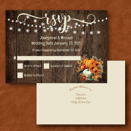 秋素朴秋カボチャ結婚式RSVPカード サンキューカード