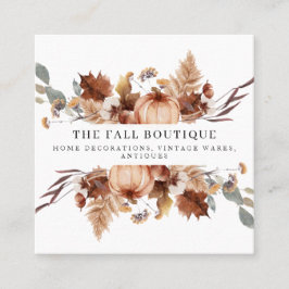 秋素朴秋カボチャ葉フローラ葉 スクエア名刺