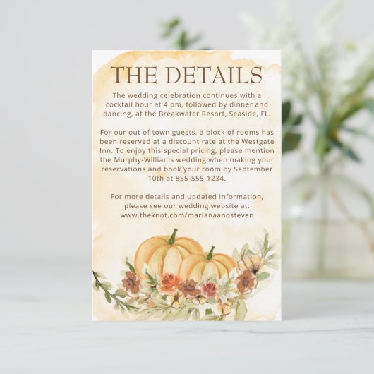 秋素朴秋カボチャ詳細結婚ズ エンクロージャーカード (スタンド正面)