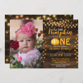 秋素朴秋カントリーフォト誕生日 招待状 (正面/裏面)