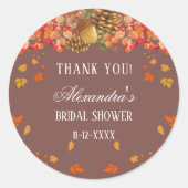 秋素朴秋ブライダルシャワーサンキュー ラウンドシール (正面)