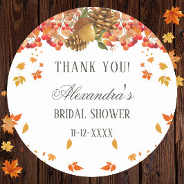 秋素朴秋ブライダルシャワーサンキュー ラウンドシール
