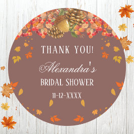 秋素朴秋ブライダルシャワーサンキュー ラウンドシール