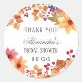 秋素朴秋ブライダルシャワーサンキュー ラウンドシール (正面)