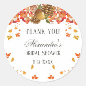 秋素朴秋ブライダルシャワーサンキュー ラウンドシール (正面)