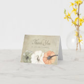 秋素朴秋ホワイトオレンジカボチャありがとう カード (黄色い花)