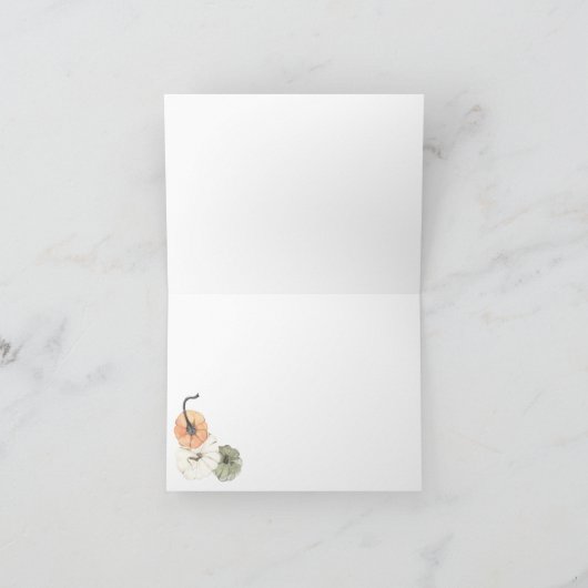 秋素朴秋ホワイトオレンジカボチャありがとう カード (内部)