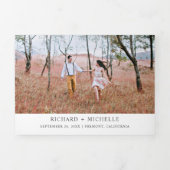 秋素朴秋マウンテンフォレストレイク結婚ズ 三つ折り招待状 (カバー)