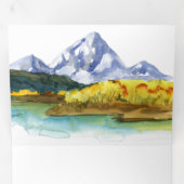 秋素朴秋マウンテンフォレストレイク結婚ズ 三つ折り招待状 (内部最初)