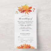 秋素朴秋メープル葉スパンプキ結婚ン オールインワン招待状 (内側)