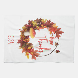 秋素朴秋与え感謝してい キッチンタオル