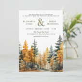 秋素朴秋松の木QRコード結婚ズ 招待状 (スタンド正面)