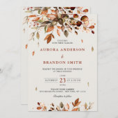 秋素朴紅葉カントリー結婚ボホイン 招待状 (正面/裏面)