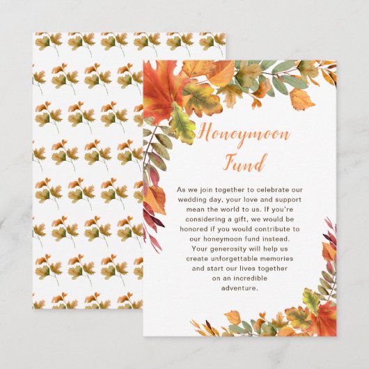秋素朴紅葉ズ結婚ハネムーン基金 エンクロージャーカード (正面/裏面)