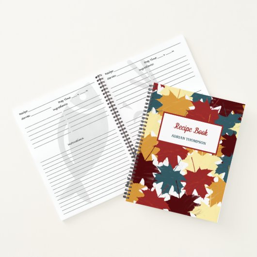 秋素朴紅葉レシピクックブック ノートブック (内部)