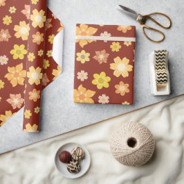 秋素朴花エレガント継ぎ目ない感謝祭 ラッピングペーパー