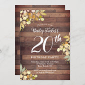 秋素朴花模様ゴールドフォイルドット20誕生日 招待状 (正面/裏面)