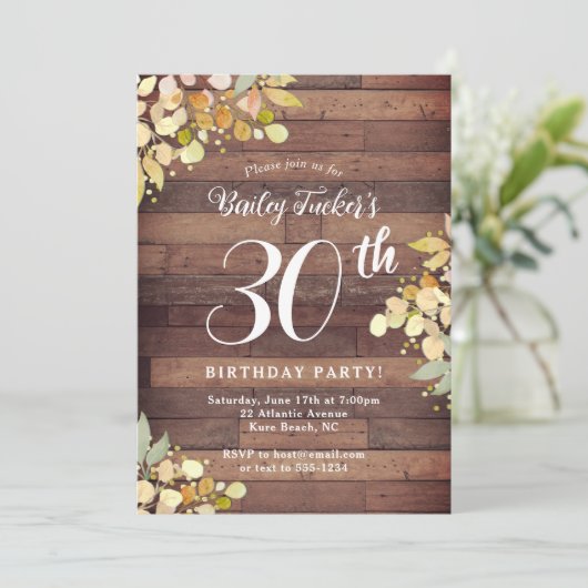 秋素朴花模様ゴールドフォイルドット30th誕生日 招待状 (スタンド正面)