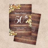 秋素朴花模様ゴールドフォイルドット50誕生日 招待状