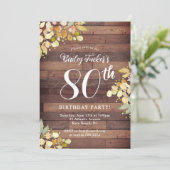秋素朴花模様ゴールドフォイルドット80誕生日 招待状 (スタンド正面)