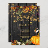 秋素朴花納木秋ベビーシャワー 招待状 (正面/裏面)