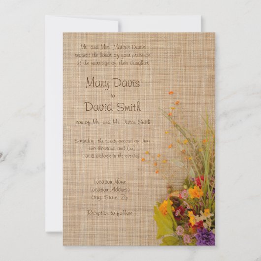 秋素朴花結婚式招待状 招待状 (正面)
