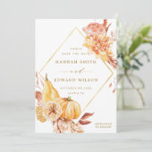 秋素朴金ゴールドフローラオレンジパンプキン結婚ズ セーブザデート (スタンド正面)