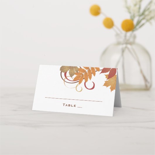 秋素朴離れの下結婚落 プレイスカード (正面)