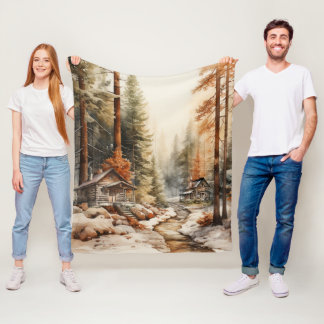 秋素朴 フリースブランケット