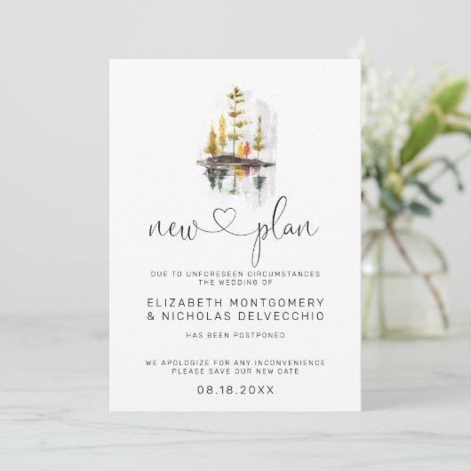 秋素朴 |延期結婚のお知らせ 招待状 (スタンド正面)