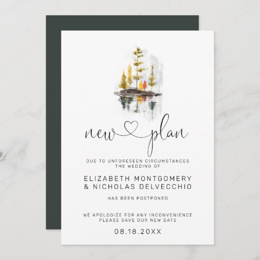 秋素朴 |延期結婚のお知らせ 招待状 (正面/裏面)