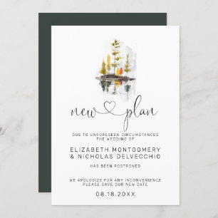 秋素朴  延期結婚のお知らせ 招待状