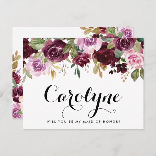 秋紫の花が私のメイド・オブ・オーナー(花嫁付き添い人) ポストカード (正面/裏面)