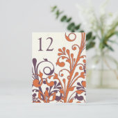 秋紫オレンジフローラ結婚のテーブルカード ポストカード (スタンド正面)