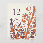 秋紫オレンジフローラ結婚のテーブルカード ポストカード (正面/裏面)