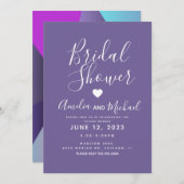 秋紫色の幾何形状ブライダルシャワー 招待状 (正面/裏面)