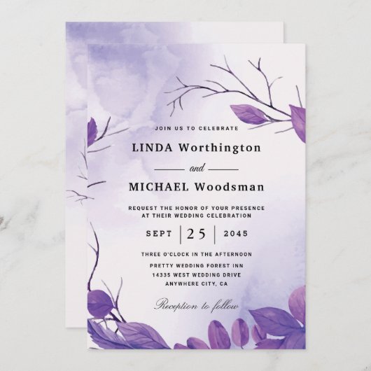 秋紫葉の結婚式招待状 招待状 (正面/裏面)