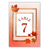 秋結婚のかわいらし秋表の番号カード テーブルナンバー (裏面)