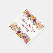 秋結婚のサーヴィエットウォーターパーソナライズされたカラー スタンダードカクテルナプキン (角)