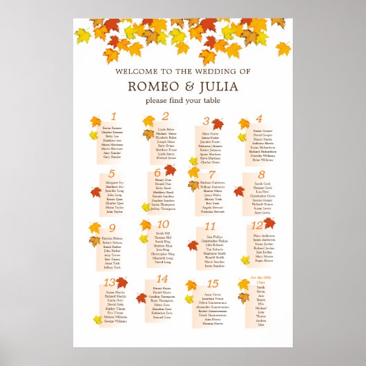 秋結婚の座席表15表ポスター ポスター (正面)