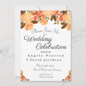 秋結婚の水彩花紅葉 招待状 (正面)